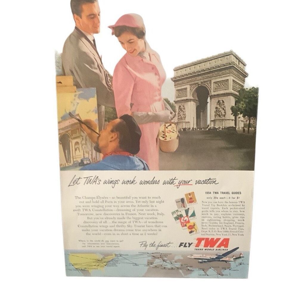 Vintage 1954 TWA Wings Work Wonders Ad Advertisement